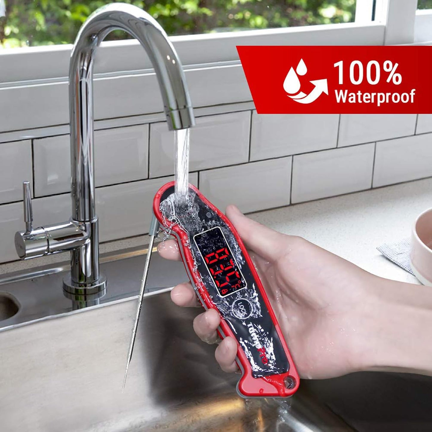 TempPro TP19 Waterproof Digital Meat Thermometer - Instant Read with Backlit Display | Perfect for Grilling & Cooking