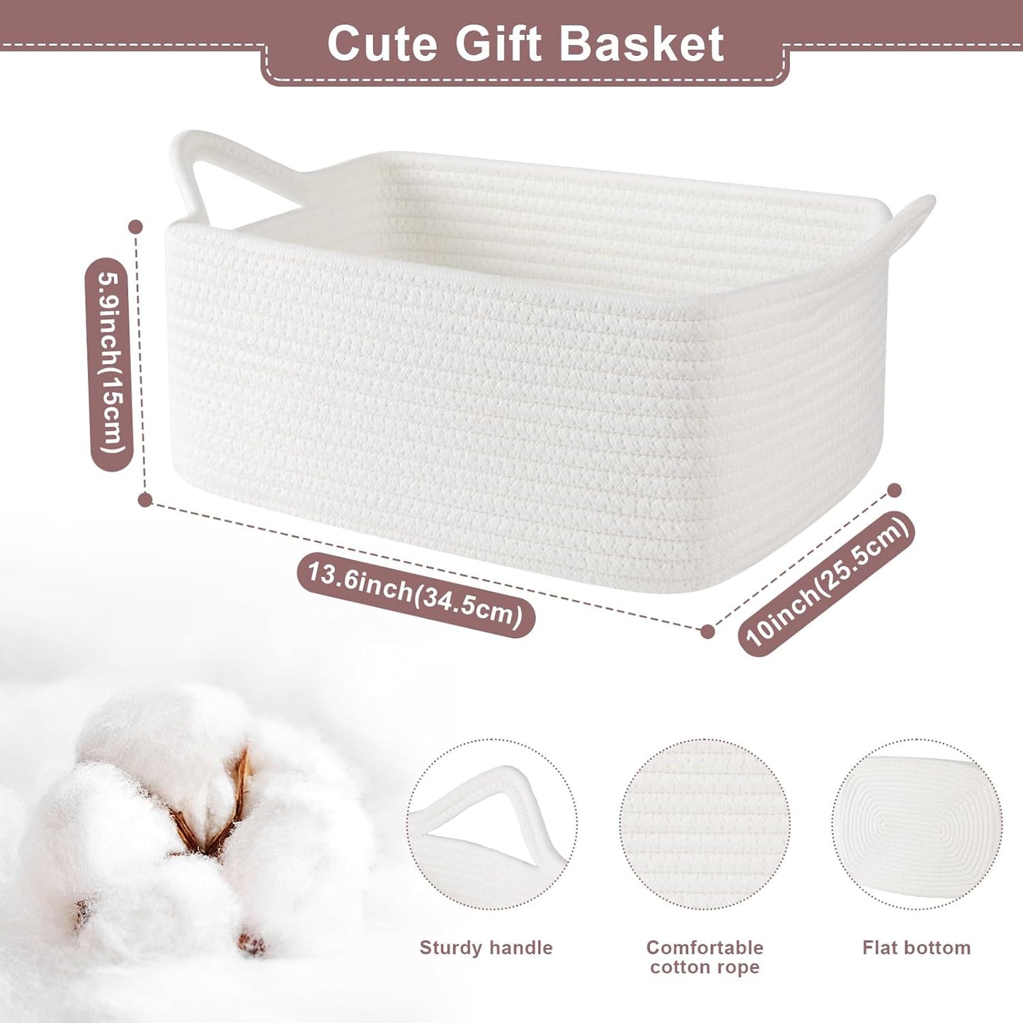 OIASKET Woven Storage Basket - Perfect Gift Organizer with Handles | Includes Gift Bag & Tissue Paper, 13.6" x 10" x 5.9”