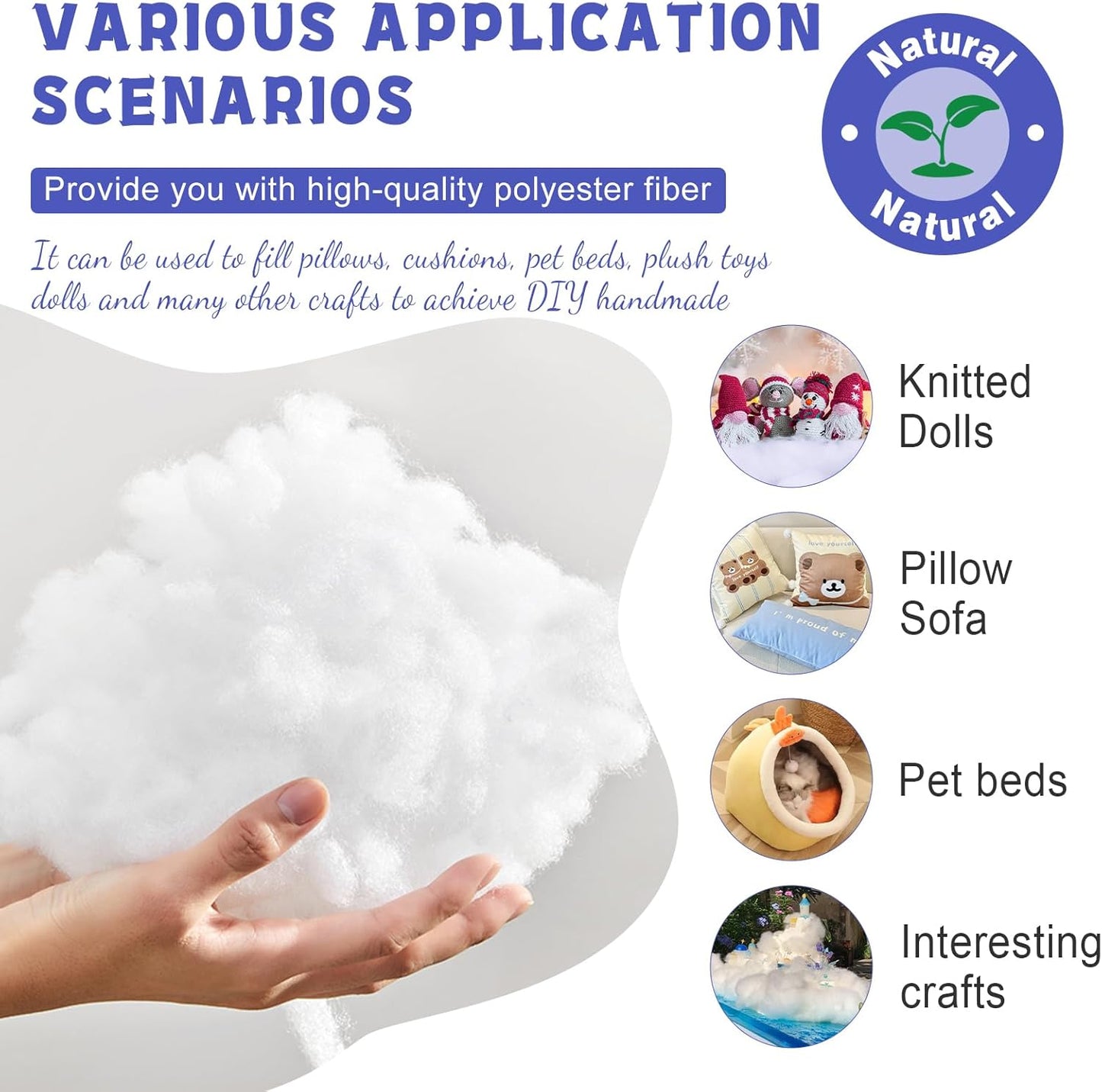 BUTUZE Polyfill Stuffing - 2.6lb Fiberfill for Crafts & Home Decor Projects | Resilient Polyester Fiber
