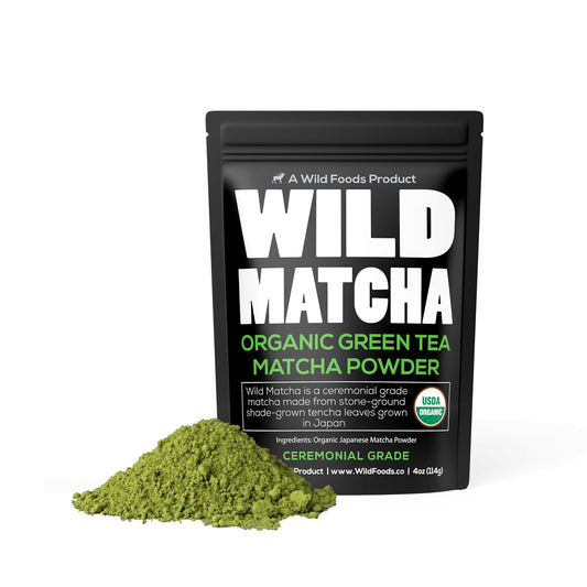 Wild Foods Organic Japanese Ceremonial Grade Matcha Powder - Stone Ground from 2nd Harvest, Shade Grown, and in a Small Batch (4 oz)