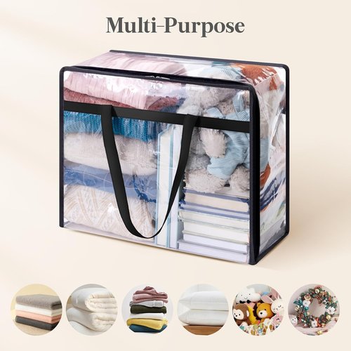 Lifewit 8-Pack Clear Clothes Storage Bags - 40L Vinyl Zipper Bags for Bedding & Comforters