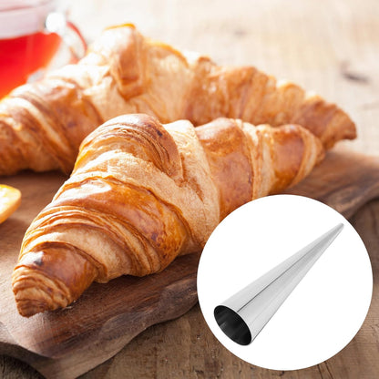 Skiennix 50 PCS Small Cream Horn Molds - 3.5 Inch Stainless Steel Pastry Cones with Cleaning Brush