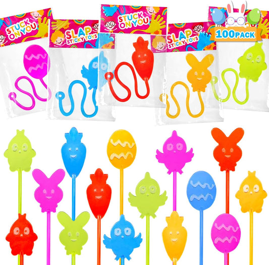 Skiennix Easter Basket Fillers - 100 Pack Non-Candy Sticky Hands Toys for Kids | Fun Party Favor Supplies
