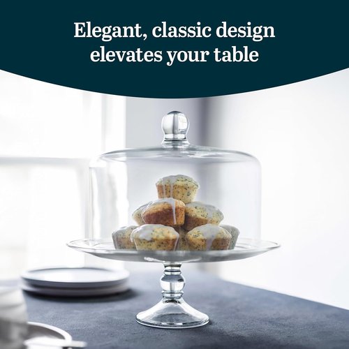 Libbey Selene Cake Stand - Elegant Glass Design with Dome Lid | Perfect for Desserts & Treats