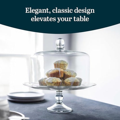 Libbey Selene Cake Stand - Elegant Glass Design with Dome Lid | Perfect for Desserts & Treats