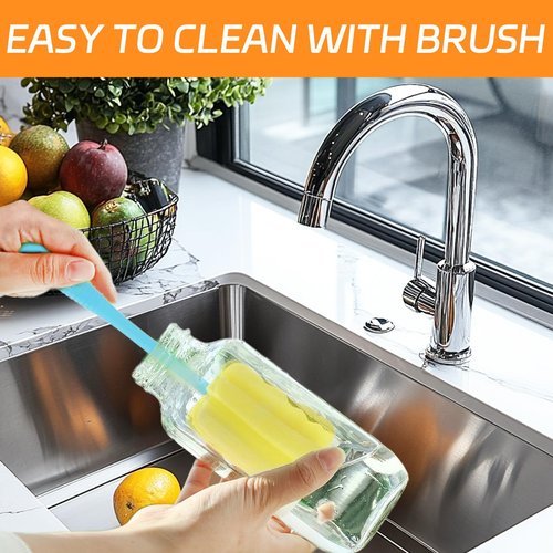 Dayify 6 Pack 16oz Glass Juice Bottles with Lids, 480ml Drinking Bottles with Caps, Reusable Square Glass Jars Drink Containers Water Bottle for Juicing, Milk, Smoothies, Kombucha