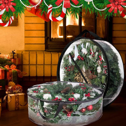 ProPik Christmas Wreath Storage Bag - Waterproof 36" Clear Container for Holiday Wreaths | 2 Pack, Black