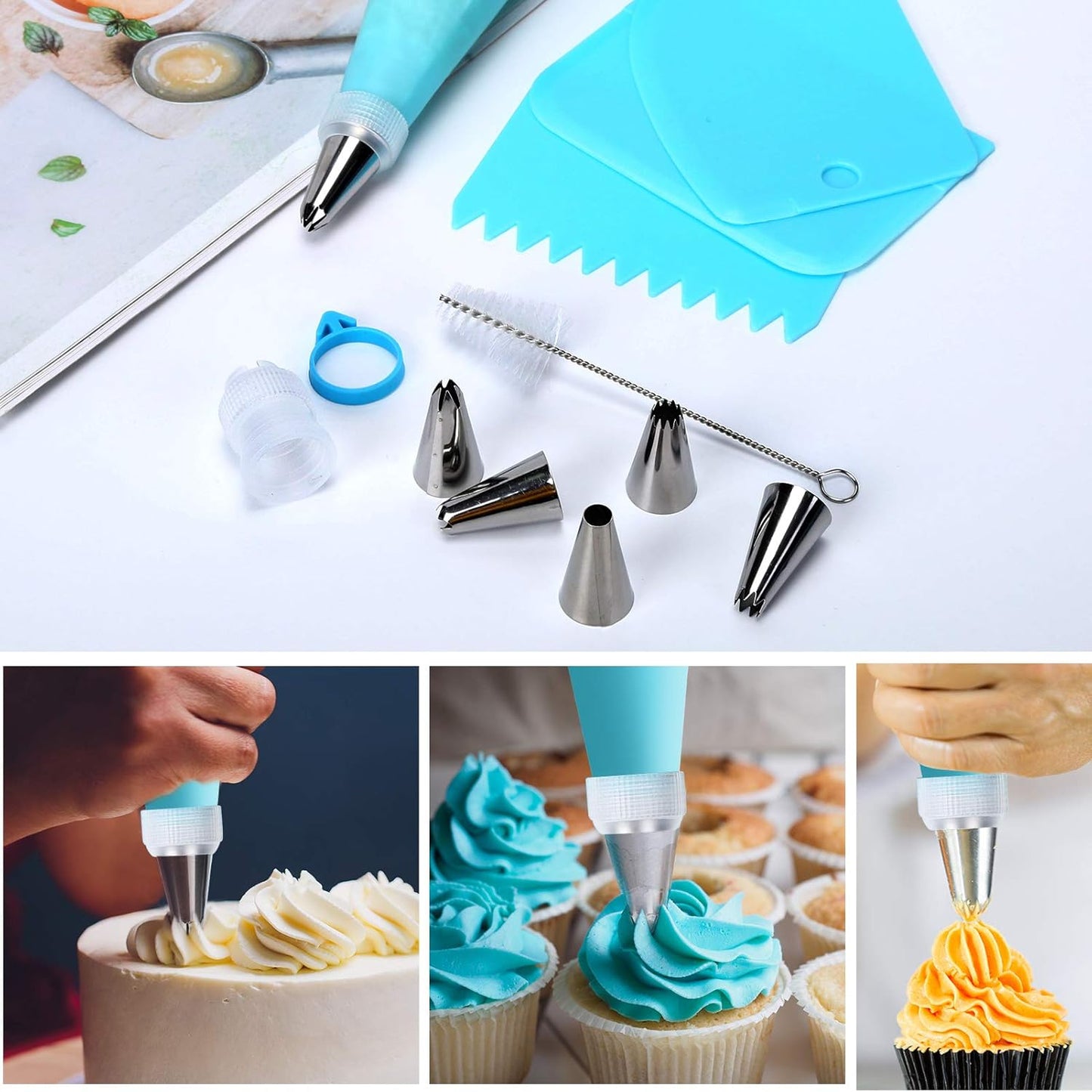 Wilton 34-Piece Cake Decorating Set - Piping Bags, 24 Stainless Steel Tips & Icing Smoothers