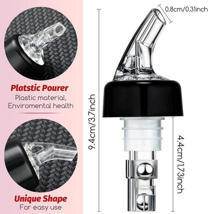 BBTO Automatic Measured Bottle Pourer Spout Liquor Pourers Bottle Jigger Quick Shot Spirit Measure, 1 oz/ 30 ml(Clear, Black,20 Pieces)