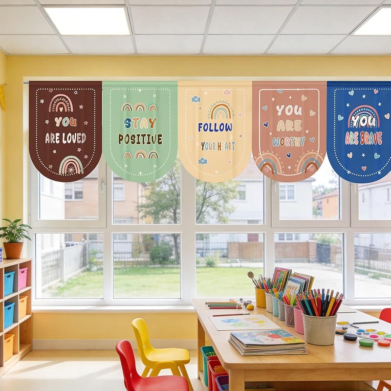 8 Pack Welcome Classroom Curtains - Velvet Panels 23.6 x 31.5 in