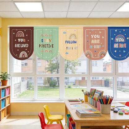 8 Pack Welcome Classroom Curtains - Velvet Panels 23.6 x 31.5 in