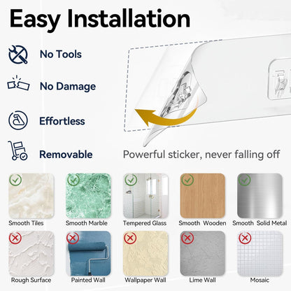 YASONIC Adhesive Strips - Waterproof No-Drill Sticky Pads for Shower Caddies & Storage | 6 Pack