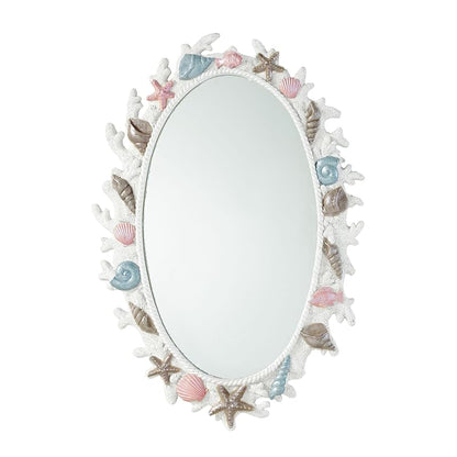 Shimmering Ocean Coral Reef Wall Mirror, 19x28 in Oval Coastal Decor