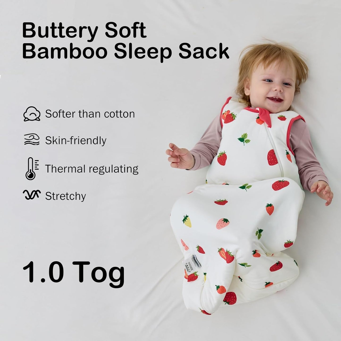 BubblePanda Bamboo Sleep Sack - Soft 2-Way Zipper Toddler Blanket for 6-12 Months, 1.0 Tog