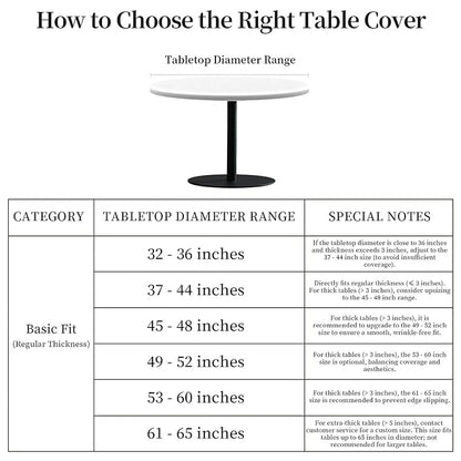 Round Fitted Christmas Tablecloth 37-44in - Elastic Edge, 65in Table Coverage - ARTSGOO Tree + 44" Variation