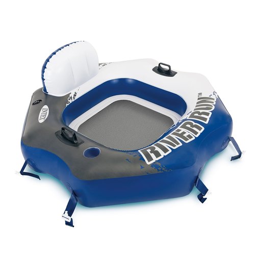 INTEX 58854EP River Run Connect Inflatable Floating Lounge: Comfortable Backrest – Built-in Cup Holder – Durable Grab Handles – Easy-to-Use Connectors – 220lb Weight Capacity