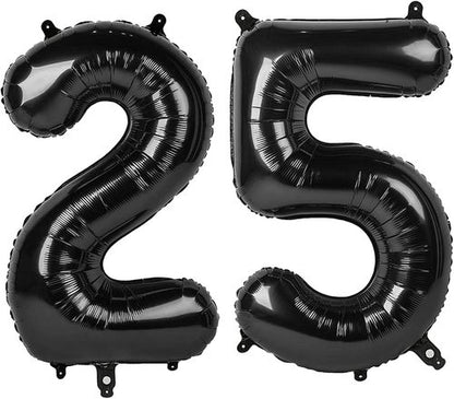 Black Number 25 Balloon - 40-Inch 25th Birthday Decoration for Men & Women | Elegant Party Supplies