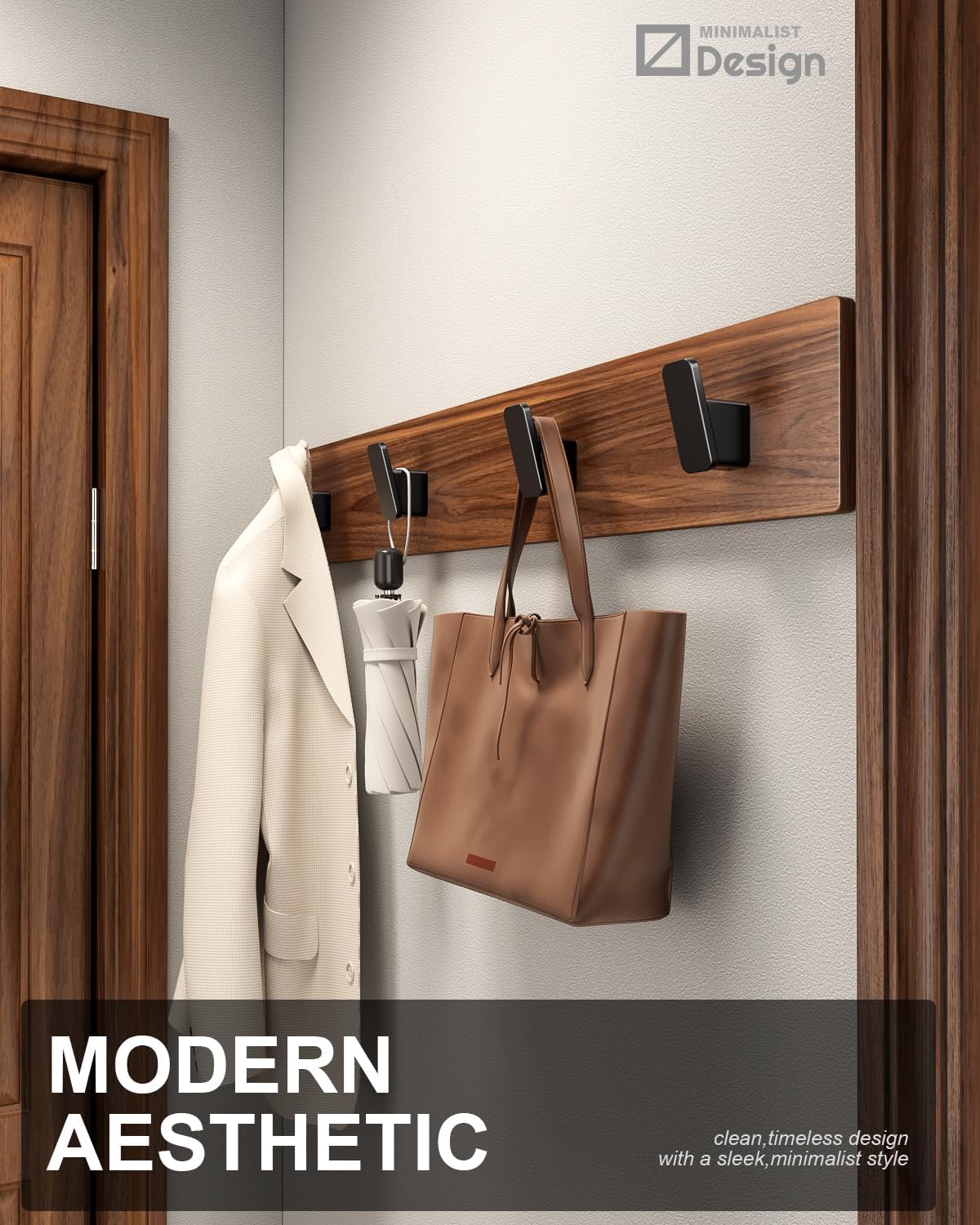 Skiennix Matte Black Towel Hooks - Heavy Duty Wall Hooks for Bathroom & Mudroom | 4-Pack