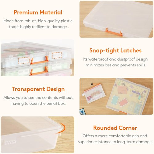 Lifewit Paper Storage Boxes - 6 Pcs Portable Organizer with Secure Latch & Handle | Ideal for Crafts, Games & Documents