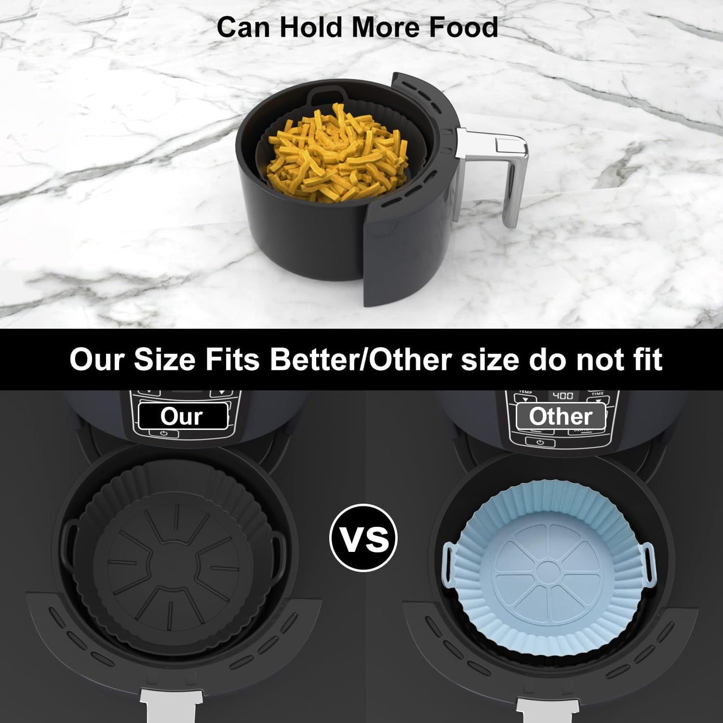 Ninja Silicone Air Fryer Liners - Reusable Food Grade Accessories for 4-5.3QT | 3-Pack Set