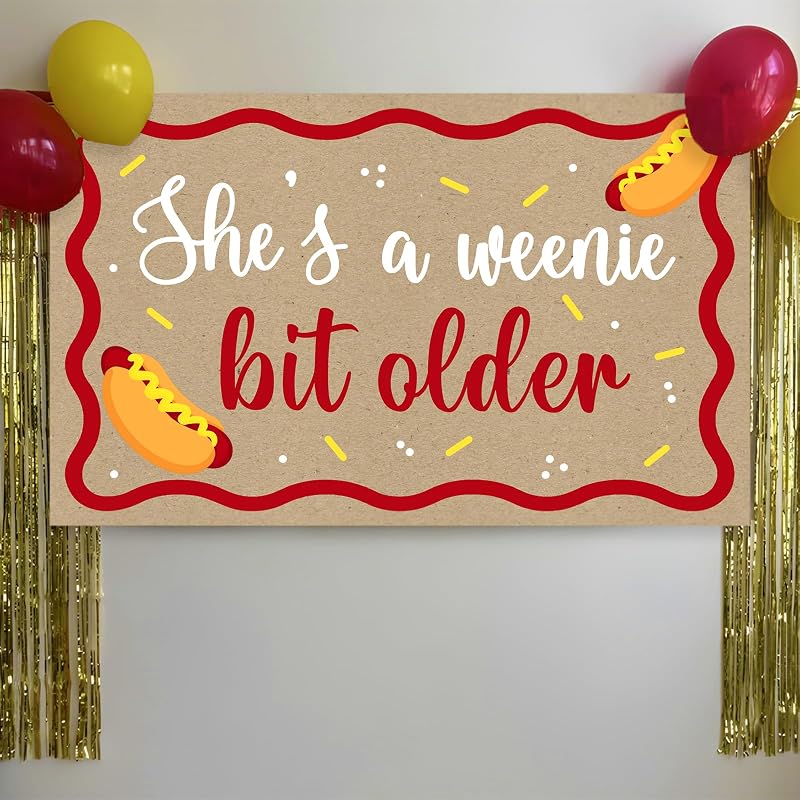 Hot Dog Banner Backdrop - Birthday Party Decor, Waterproof High-Gloss Poster