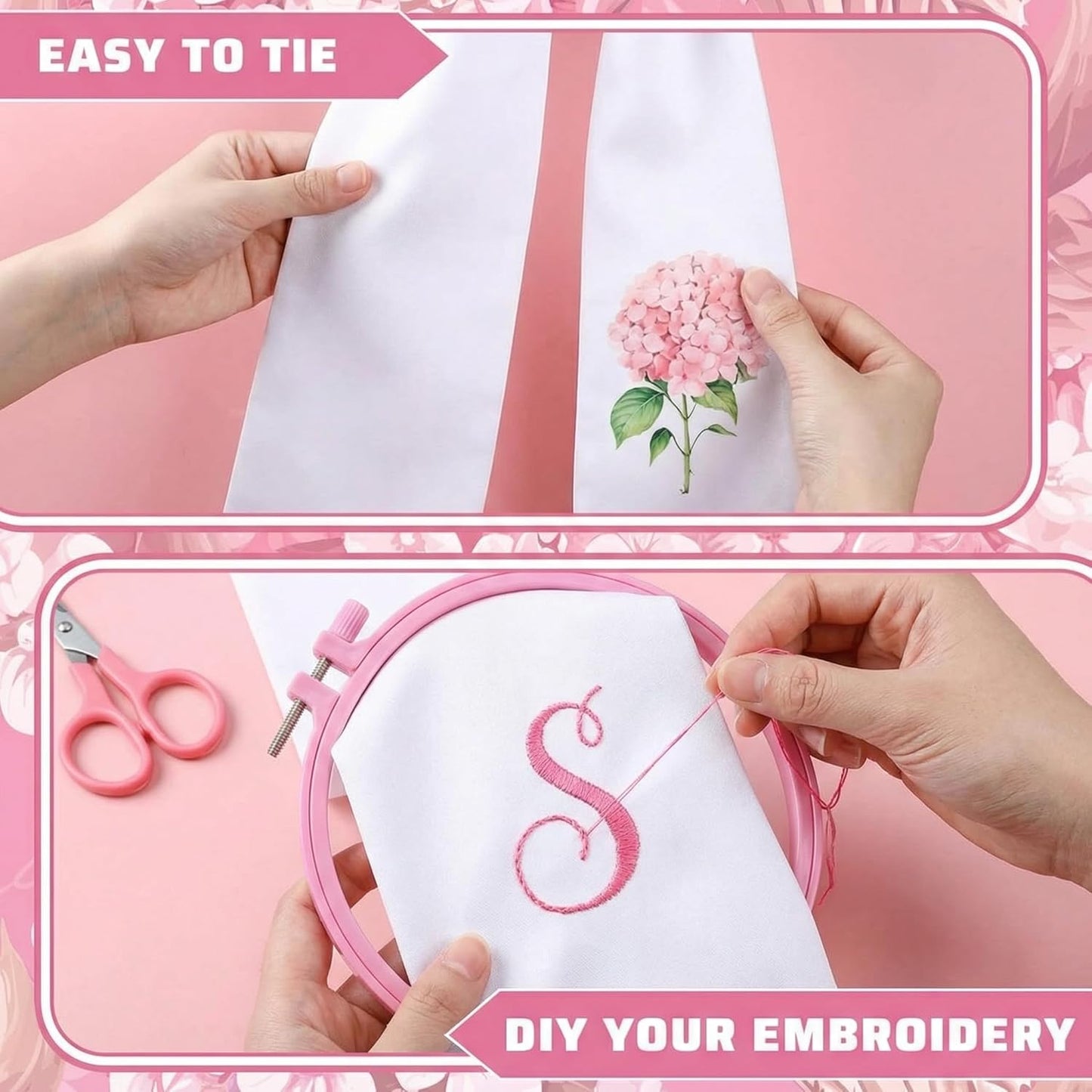 VitalCozy Pink Hydrangea Wreath - Elegant Satin Sash for Front Door Decor | Indoor & Outdoor Use