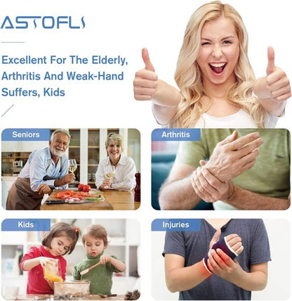 Astofli Jar Opener Set - 5 Pack Easy Twist Lid Openers with 2 Rubber Grippers for Seniors