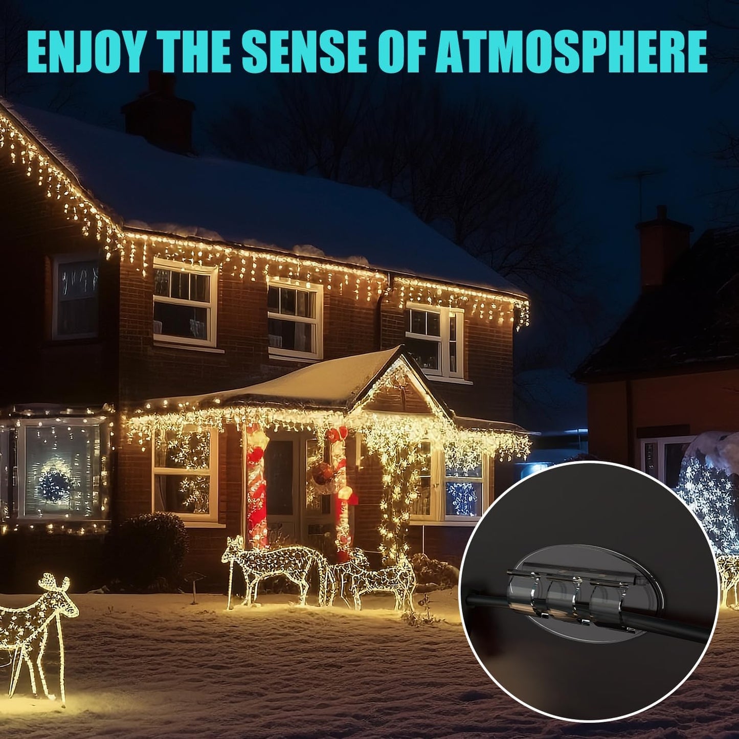 Skiennix Heavy-Duty Hooks for Outdoor String Lights - 30Pcs Waterproof Adhesive Clips for Easy Hanging