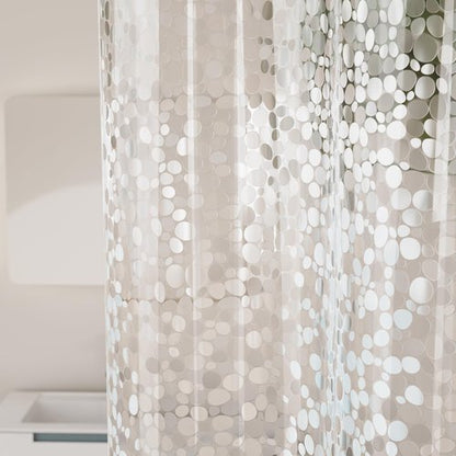 Titanker Clear Shower Curtain Liner with Pebble Pattern, Medium Weight Plastic Shower Liner PEVA Waterproof Shower Curtains for Bathroom with Big Stones and Grommets, 72x72 Inches
