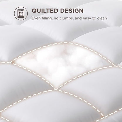 Bedsure Queen Mattress Topper - Extra Thick Pillow Top Pad for Back Pain Relief | Fits Up to 21 Inches, White