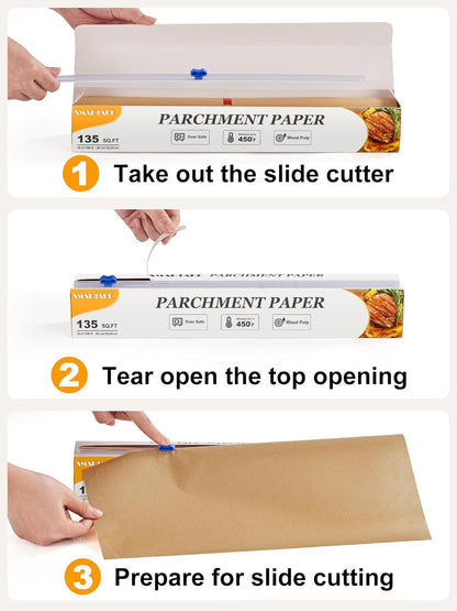SMARTAKE Non-Stick Parchment Paper Roll - 15 in x 108 ft, Ideal for Baking, Cooking & Grilling