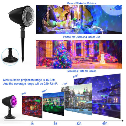 Halloween Christmas Lights Projector Outdoor,Holiday Lights Projector,Water Wave Aurora Holiday Spotlight with Remote,Waterproof LED Landscape Light for Wedding Garden Landscape Wall Tree Decoration