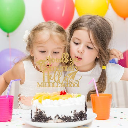 Goodbye Elementary Cake Topper by [Brand Name] - Celebrate 5th Grade Graduation | Gold Glitter Design