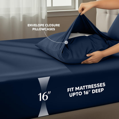 Utopia Bedding Twin Sheet Set – 3 Piece Bed Sheets for Twin Size Bed, Soft and Breathable Microfiber, Includes 1 Fitted Sheet, 1 Flat Sheet and 1 Pillowcase – Oeko Tex (Navy Blue)