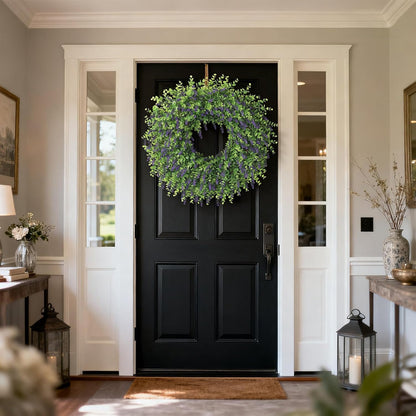 Skiennix 26" Artificial Lavender & Eucalyptus Wreath - UV Resistant Faux Greenery for Spring & Summer Decor