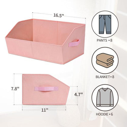 Homsorout Decorative Closet Baskets - Trapezoid Storage Bins with Handles | 10-Pack, Pink for Home & Office Organization