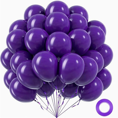Dark Purple Balloons - 12 Inch Latex Party Balloons | 50 Pack for Weddings, Baby Showers, and Birthdays