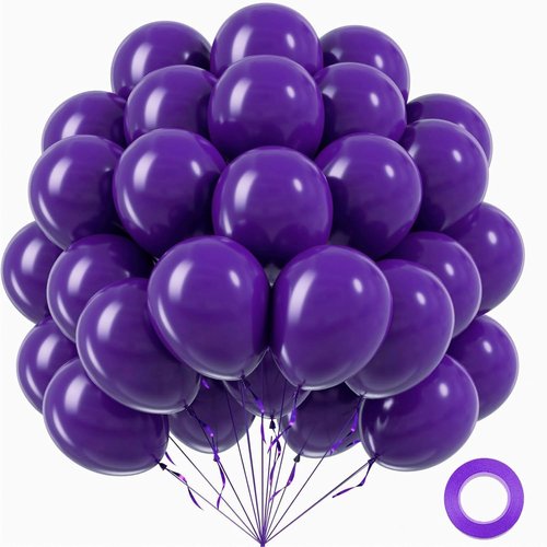 Dark Purple Balloons - 12 Inch Latex Party Balloons | 50 Pack for Weddings, Baby Showers, and Birthdays