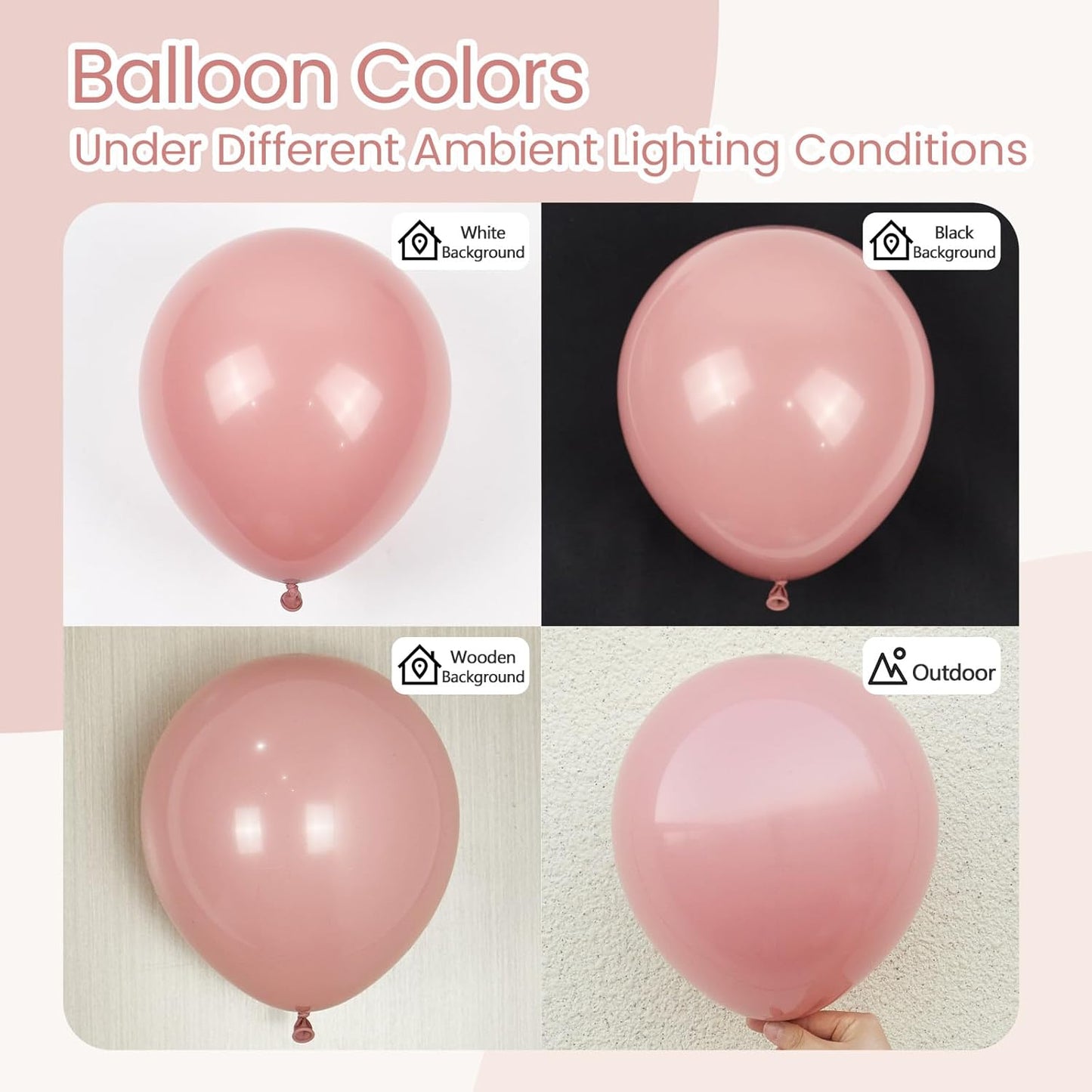 Skiennix 120pcs Dusty Pink Balloons - 5 to 18 Inch Sizes for Boho Wedding & Baby Shower Decor