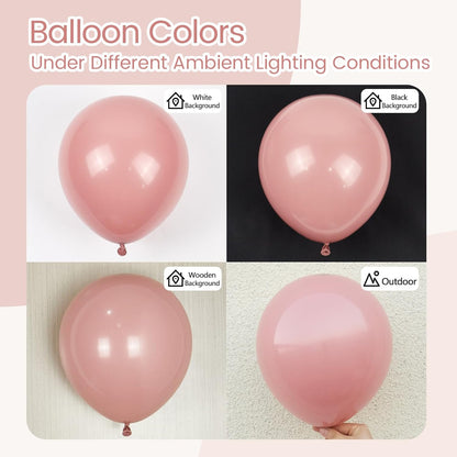 Skiennix 120pcs Dusty Pink Balloons - 5 to 18 Inch Sizes for Boho Wedding & Baby Shower Decor