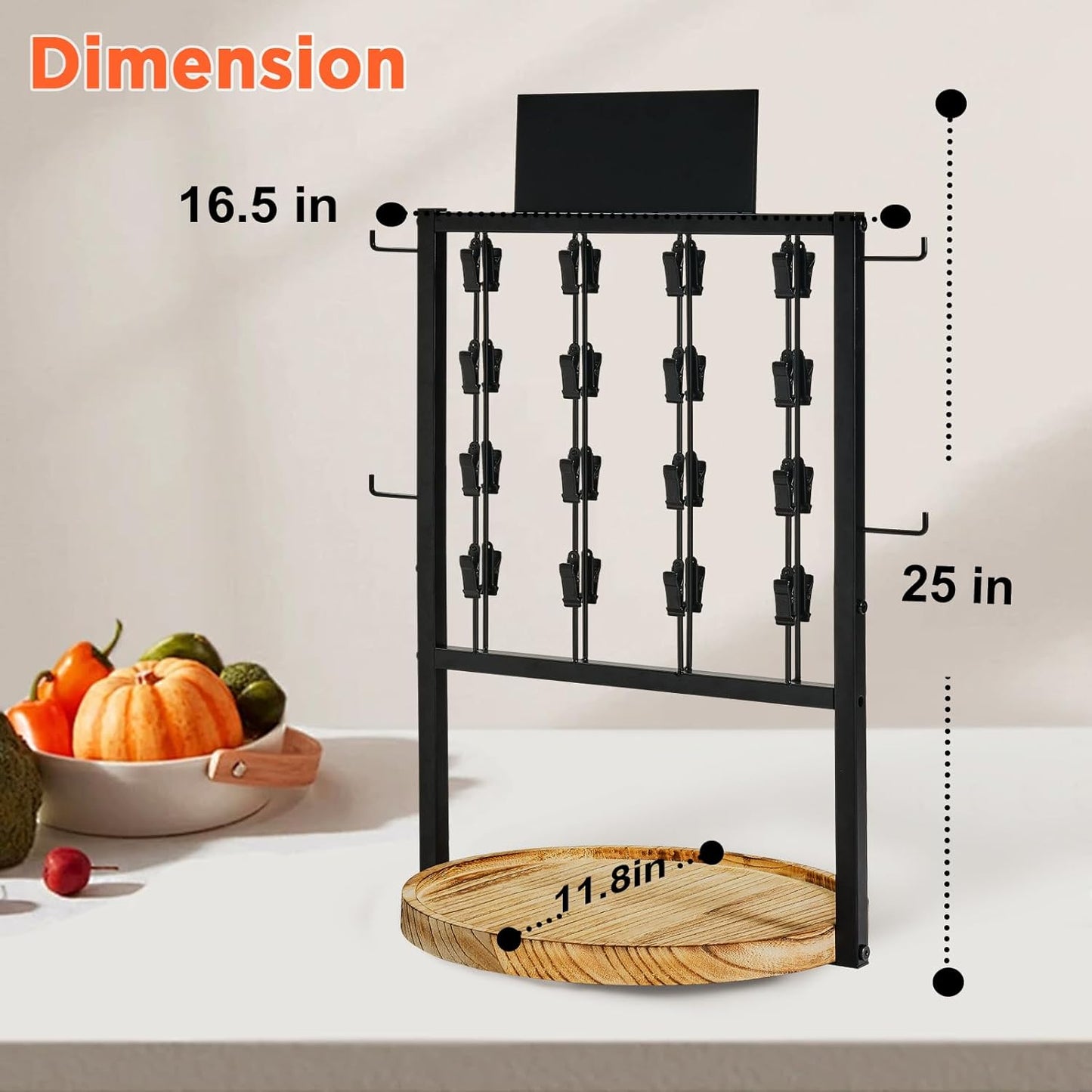Poyilooo Snack Bar Display Rack - 4-Tier 360° Rotating Clip Organizer for Candy & Snacks | Black