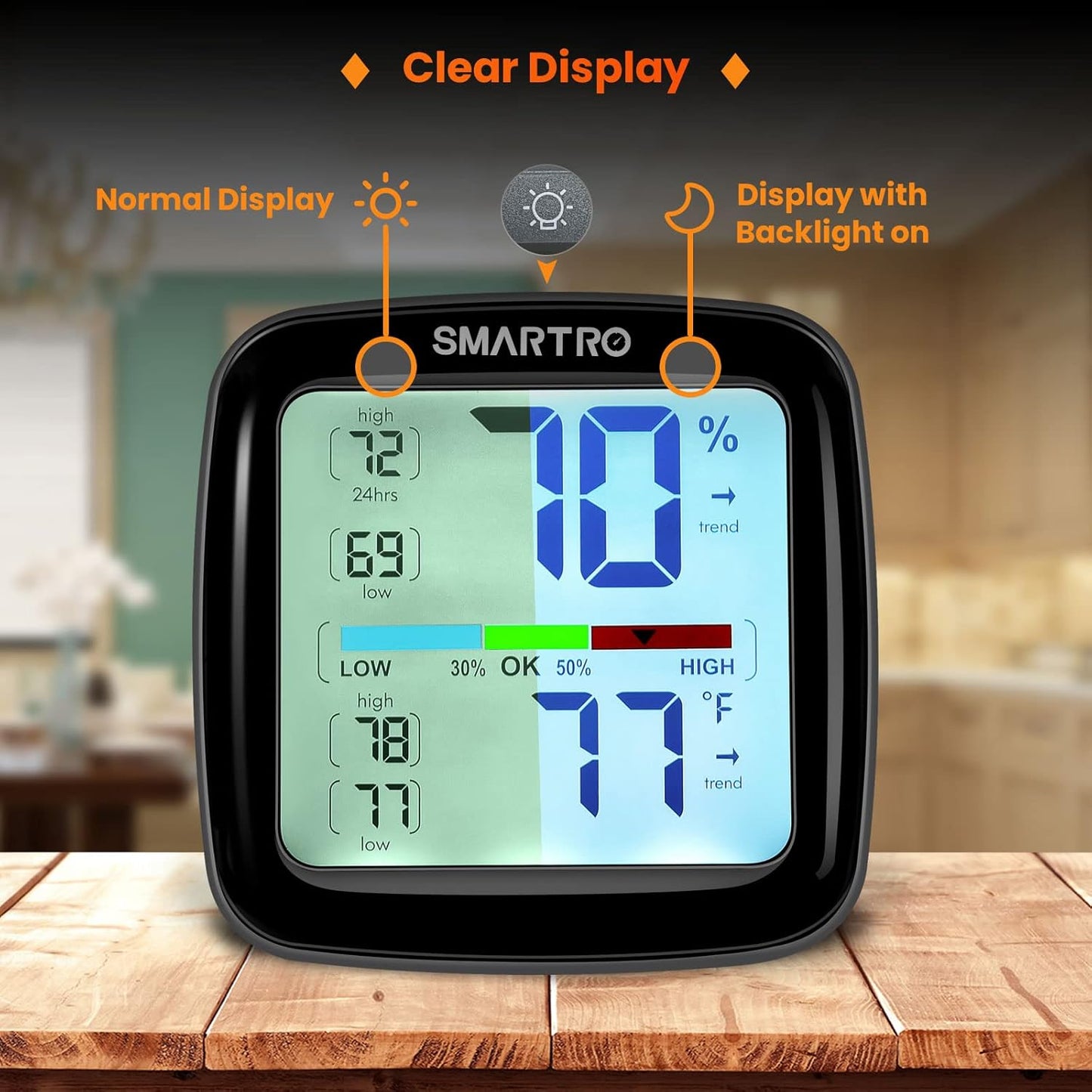 SMARTRO SC42 Digital Hygrometer - Professional Indoor Thermometer with Accurate Calibration | Humidity Gauge