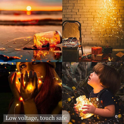 Sanniu LED String Lights - Mini Battery-Powered Copper Wire Fairy Lights | 16ft Warm White for Bedroom & Parties