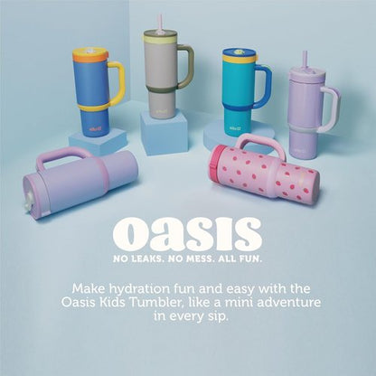 Ello Oasis 14oz Stainless Steel Tumbler - Vibrant Orange Daisies Design for On-the-Go Enjoyment