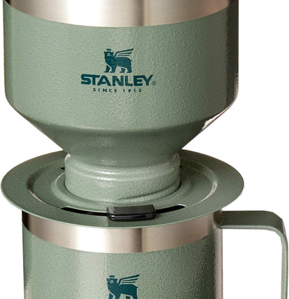STANLEY Perfect Brew Pour Over Set - 12 oz Insulated Camp Mug with Lid & Reusable Filter | BPA-Free Hammertone Green