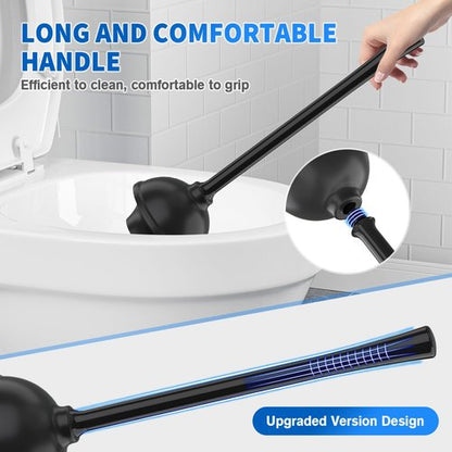 LOVLOY Toilet Plunger and Brush, Bowl Brush and Heavy Duty Toilet Plunger Set with Ventilated Holder, 2-in-1 Toilet Brush and Plunger Combo for 5.3-inch Toilet Drain Bathroom Cleaning (Black)