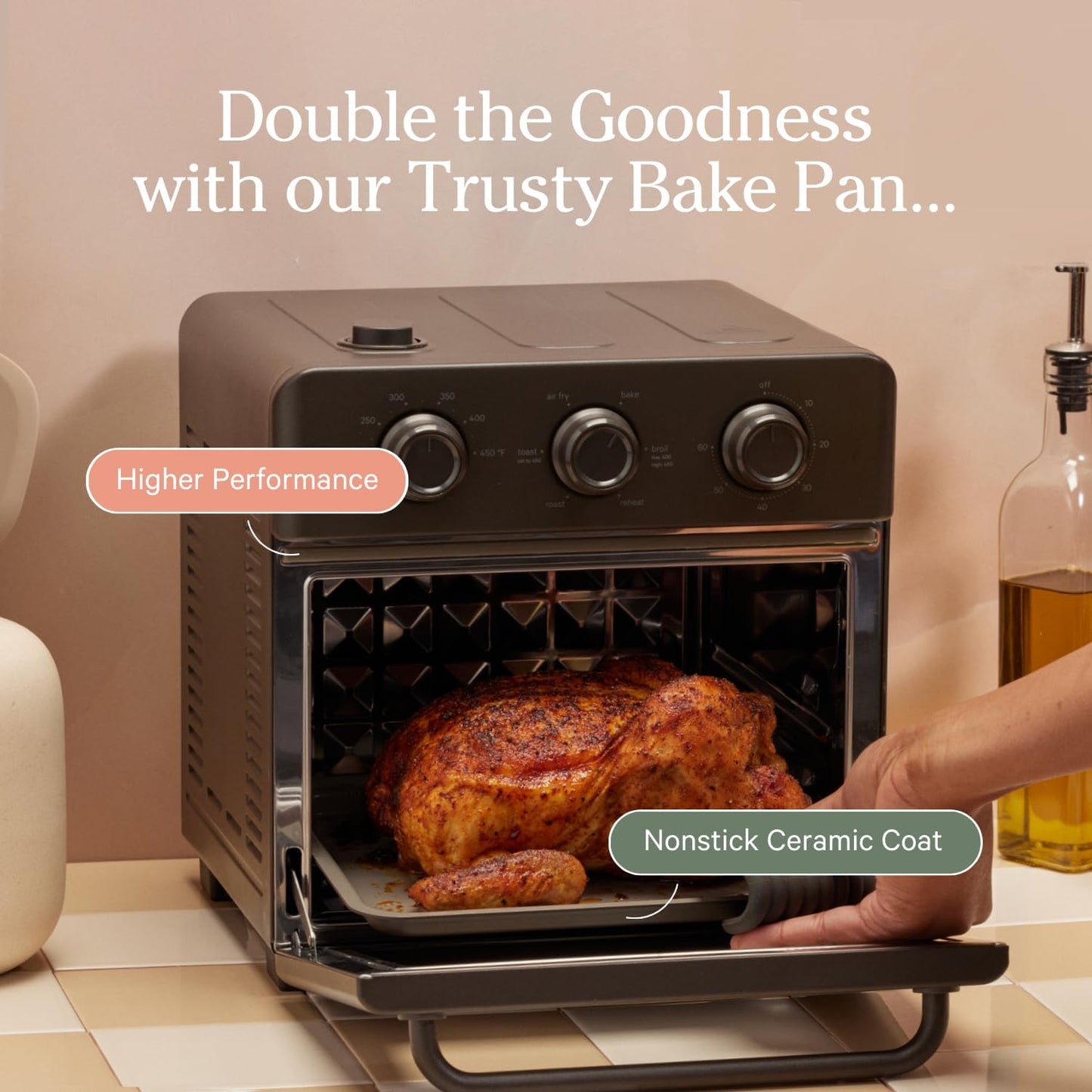 Our Place Wonder Oven Essentials Kit - Extra Air Fryer Basket & Nonstick Bake Pan | Eco-Friendly Blue Salt