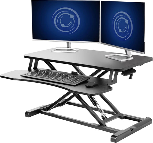 VIVO 32-Inch Height Adjustable Desk Converter - Dual Monitor Sit to Stand Workstation | Black