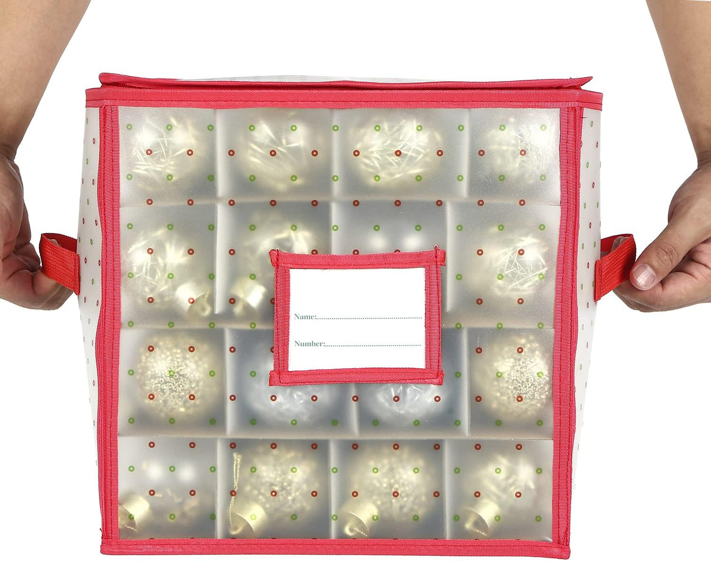 Sattiyrch Christmas Ornament Storage Box - Durable Dust-Proof Organizer with Customizable Dividers | Holds 64 x 3-Inch Ornaments