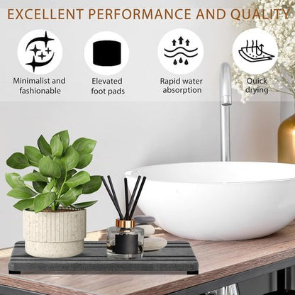 Diatomite Stone Sink Tray Set by DryingNeat - 3PCS Instant Drying Coasters | Kitchen Sponge Holder - 8x4 & 4x4 Inches